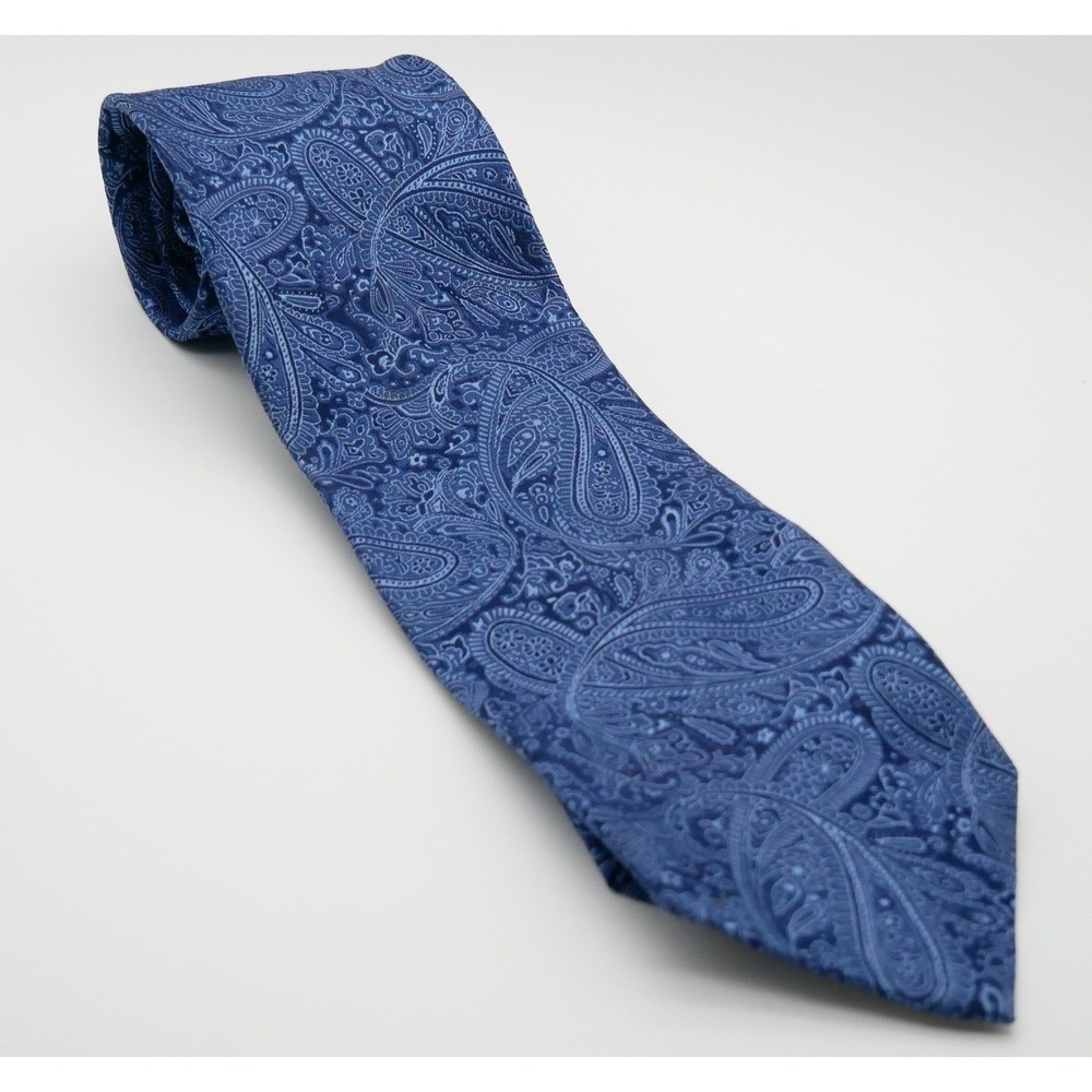 Nordstrom Racks Blue Paisley Silk Necktie Men HandMade Formal Business 100% Silk